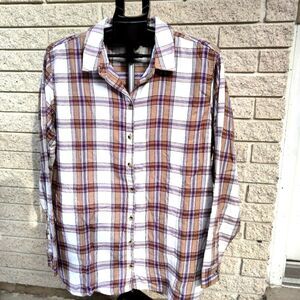 Jachs Girlfriend Western Plaid Flannel Shacket Shirt XL